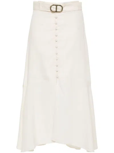 Twinset Long Skirt With Belt In Beige