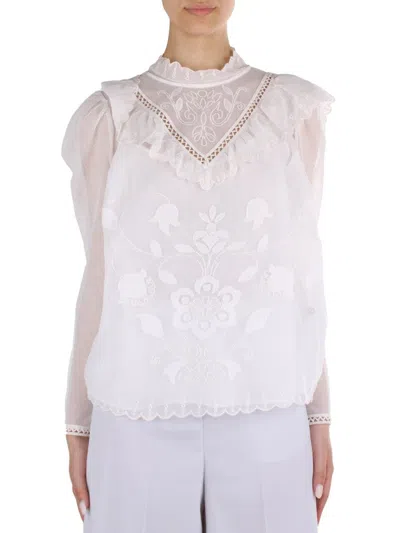 Twinset Long Sleeve Blouse With Top In White