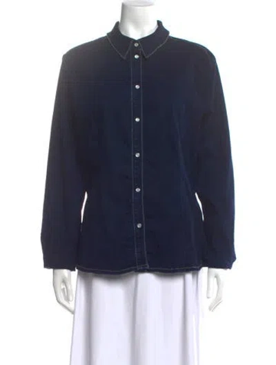 Pre-owned Twinset Long Sleeve Button-up Top In Blue