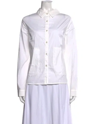 Pre-owned Twinset Long Sleeve Button-up Top In White