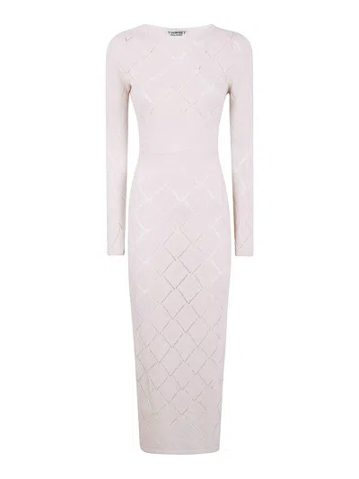 Twinset Twin-set Long Sleeve Dress In White