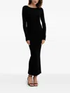 Twinset Long-sleeve Ribbed Midi Dress In Black