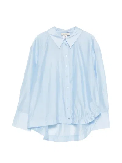Twinset Kids' Long-sleeve Ruffled Shirt In Blue