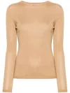 Twinset Long-sleeve Silk Jumper In Neutrals