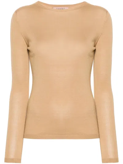 Twinset Long-sleeve Silk Jumper In Neutrals