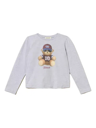 Twinset Kids' Long-sleeve T-shirt In Gray