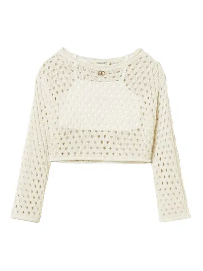 Twinset Kids' Long-sleeve Top In Neutral