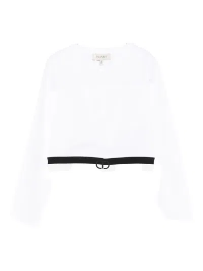 Twinset Long-sleeve Waistband Sweatshirt In White