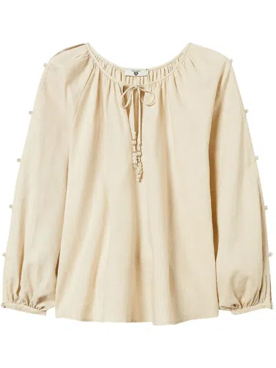 Twinset Long-sleeved Blouse In Neutral