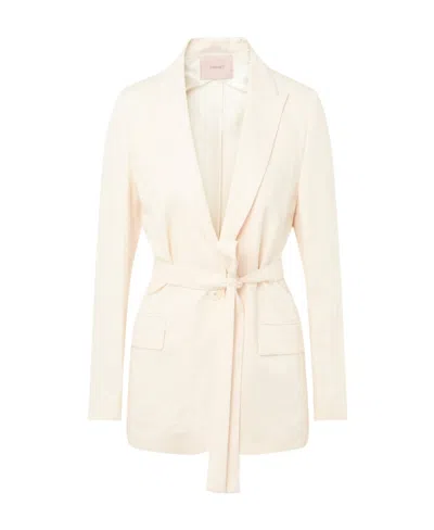 Twinset Long-sleeved Lapel Blazer In Neutral