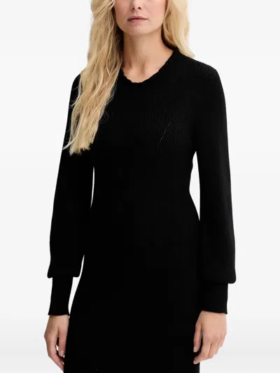 Twinset Long-sleeved Ribbed Dress In Black