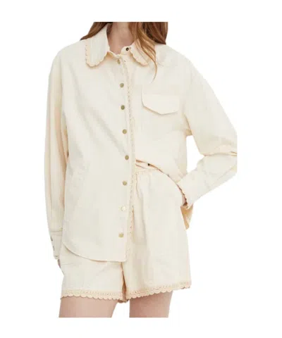 Twinset Long-sleeved Shirt In Milky White