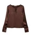 Twinset Appliqué-logo Satin Blouse In Red