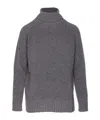 Twinset Twin-set High Neck Relaxed-fit Sweater With Ribbed Detailing In Blue