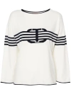 TWINSET LONG SLEEVES BOAT NECK STRIPED SWEATER WITH LOGO