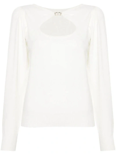 Twinset Long Sleeves Crew Neck Sweater In White