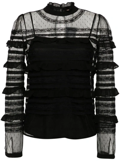 Twinset Long Sleeves Laced Shirt In Black