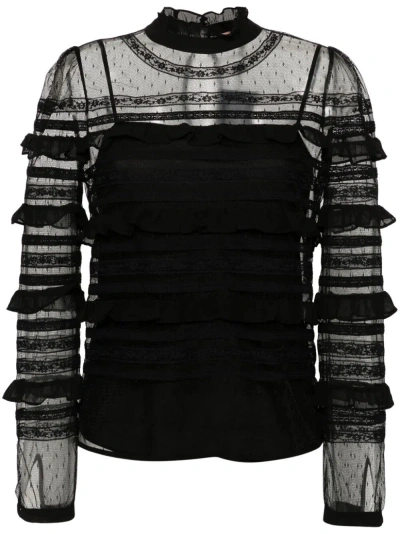 Twinset Ruffle-detail Blouse In Black