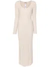 Twinset Treeblend Yarn Fitted Maxi Dress In Beige