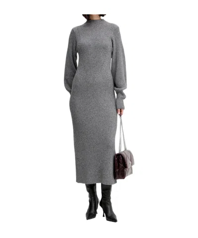 Twinset Long-sleeved Crewneck Dress In Gray