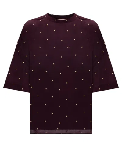Twinset Loose-fitting Top With High Neckline In Brown