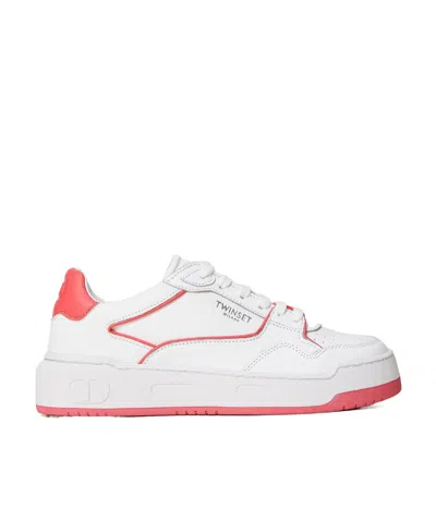 Twinset Low-top Leather Sneakers In White