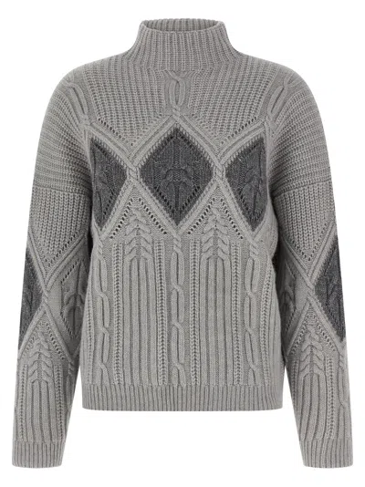 TWINSET LOZENGE INTARSIA SWEATER