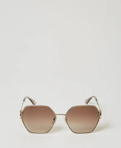 Twinset Lunettes De Soleil Hexagonales En Acier In Brown