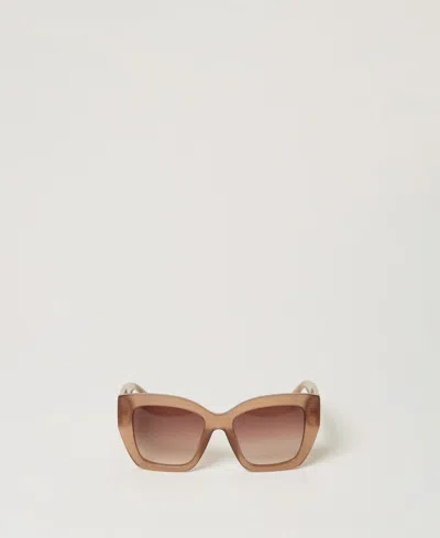Twinset Lunettes De Soleil Oversize Opalescentes In Brown