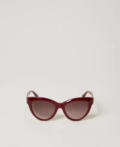 Twinset Lunettes De Soleil Papillon Avec Fleurs In Brown