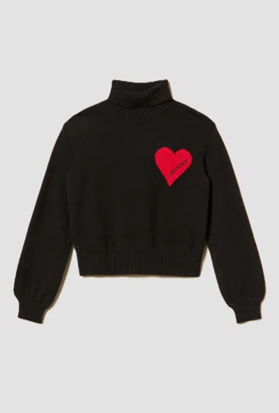 Twinset Kids' Lupet Knit With Black Baby Heart
