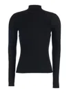 Twinset Fitted Ribbed Sweater With High Neckline In Black