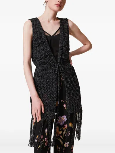 Twinset Lurex-detail Cardigan In Black