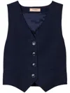 Twinset Lurex-detail Pinstriped Waistcoat In Blue