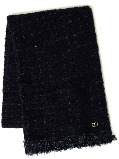 Twinset Lurex-detail Scarf In Blue