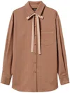Twinset Lurex-embellished Checked Shirt In Brown