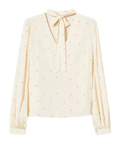 Twinset Lurex Polka Dot Embroidered Blouse In White