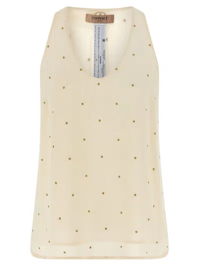 TWINSET TWINSET LUREX EMBROIDERY TANK TOP