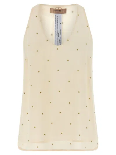 TWINSET LUREX EMBROIDERY TANK TOP