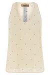 Twinset Lurex Embroidery Tank Top In Neutral