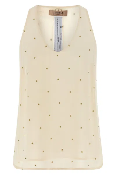 TWINSET LUREX EMBROIDERY TANK TOP
