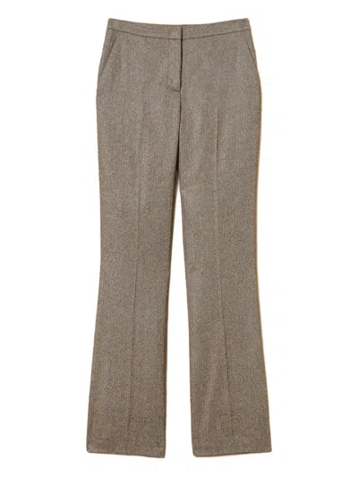 Twinset Lurex Flared-leg Trousers In Brown