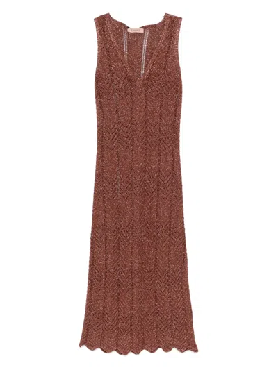 TWINSET LUREX KNIT MIDI DRESS