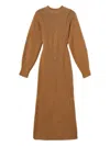 Twinset Lurex-knit Ribbed Dress In Brown