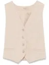 Twinset Lurex Pinstripe Waistcoat In Neutrals