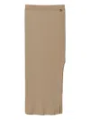Twinset Lurex Ribbed-knit Midi Skirt In Brown
