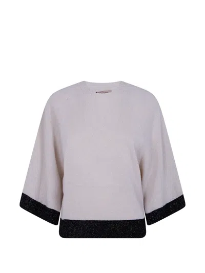 Twinset Lurex-knit Raglan-sleeve Sweater In Gray