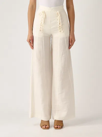 Twinset Lyocell Trousers In Neve