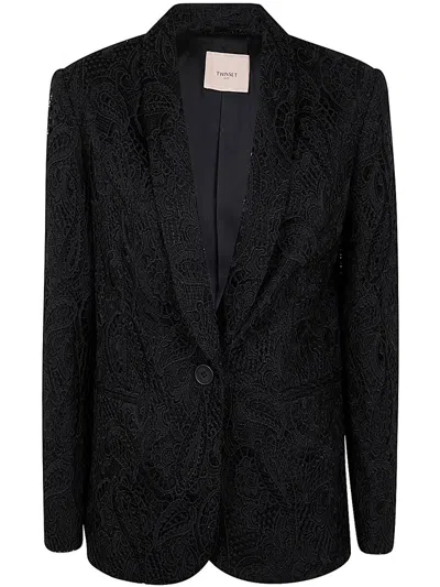 TWINSET TWINSET MACRAMÉ LACE BLAZER