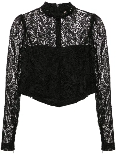 Twinset Twin-set Black Lace Detailed High-low Shirt